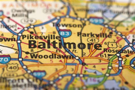 Baltimore Maryland En Mapa Foto De Archivo Imagen De America