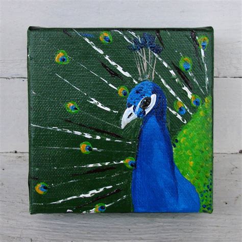 Peacock Original Painting Peacock Painting Small Etsy