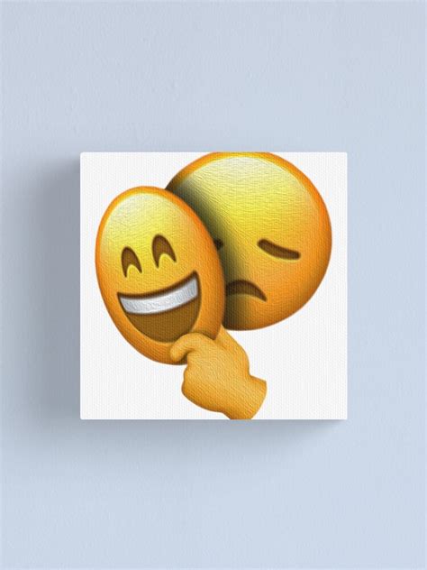 Emoji Sad Face Under Happy Mask Canvas Print By Hyperdeath Redbubble