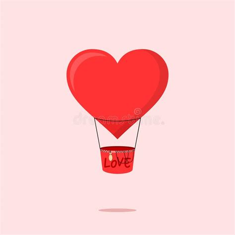 flying air balloon with heart shape on balloon stock vector illustration of card romance