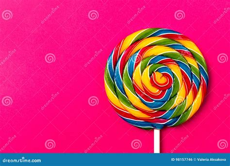Tasty Appetizing Party Accessory Sweet Swirl Candy Lollypop On P Stock