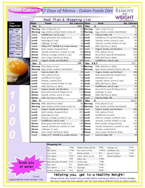 Printable 1000 Calorie Diet Plan Pdf