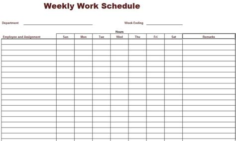 Pin Employee Weekly Work Schedule Template on Pinterest | Daily