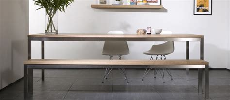 Stainless steel (frame material), wood or leather (seat material) surface finish: 20 Sleek Stainless Steel Dining Tables