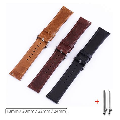 Quick Release Leather Watch Band Genuine Leather Watch Strap 18mm 20mm