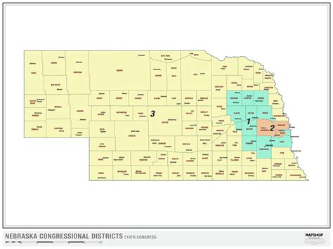 Nebraska 2022 Congressional Districts Wall Map The Map Shop