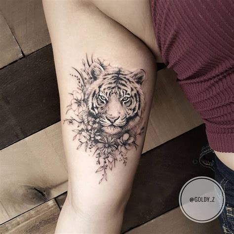 Floral Tiger Tattoo On Arm By Goldy Z White Tiger Tattoo Pattern