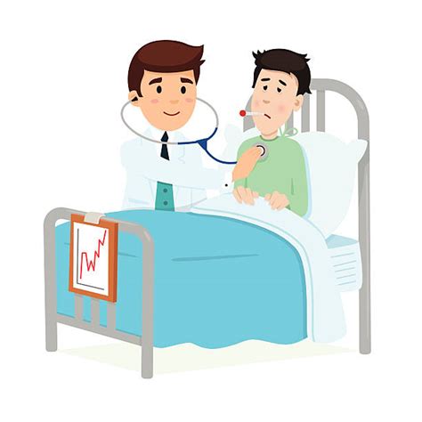 Best Cartoon Of A Sick Person In Bed Illustrations Royalty Free Vector