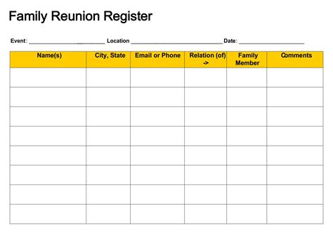 Use this handy timeline and checklist to guide your decisions and strategies, for both before and after the event. 7 Best Family Reunion Forms Printable - printablee.com