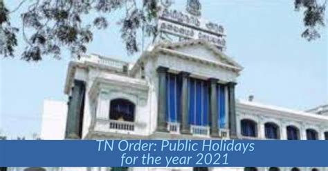 Public Holiday List For The Year 2023 Tn Govt Order G