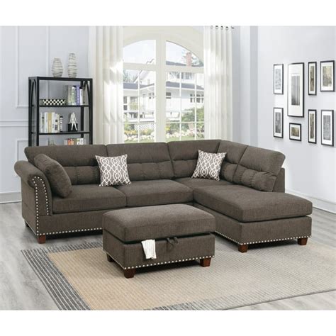 Modern Living Room Reversible Sectional Sofa L Shaped Couch Tufted
