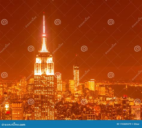 View Of New York Manhattan During Sunset Hours Editorial Stock Image