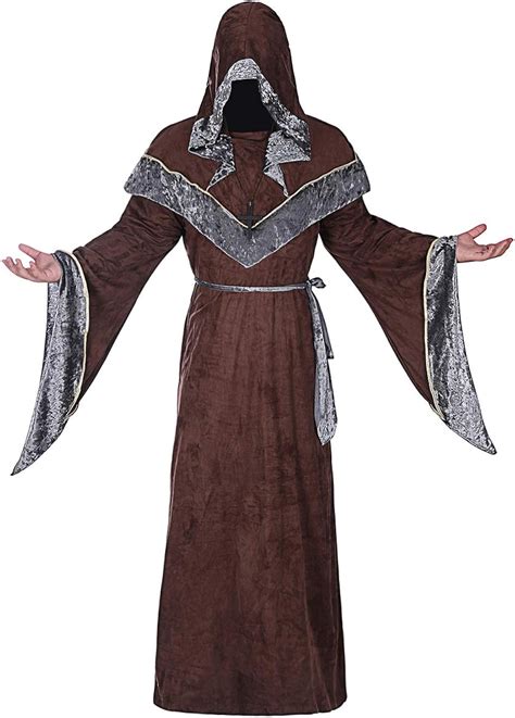 Medieval Dark Mystic Hooded Cape Cloak Priest Robe Cosplay Costume