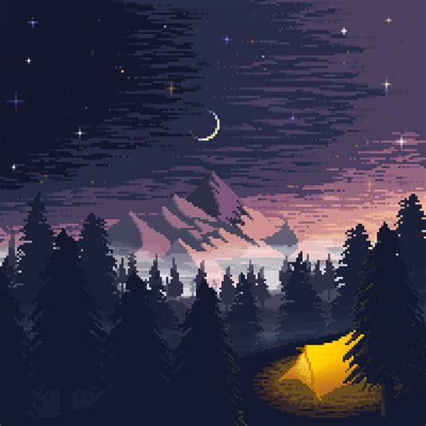It Bit Night Skies Pixel Art By Sonreir Blah IG In Pixel Art Pixel Art Landscape