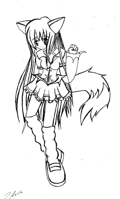 Foxgirl Falling Sketch By Dotti600 On Deviantart