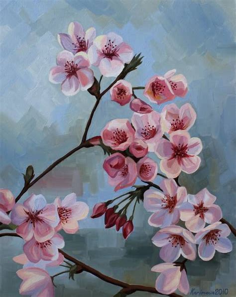 Cherry Blossom Sakura Oil Canvas 16 X20 By Guzel Karimova
