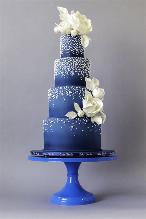 Midnight Blue Wedding Cake Made With Satin Ice Cake Studio Diy