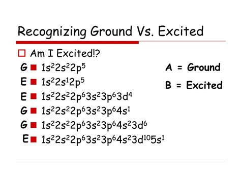 Excited state electron configuration : PPT - Ground vs. Excited State PowerPoint Presentation ...