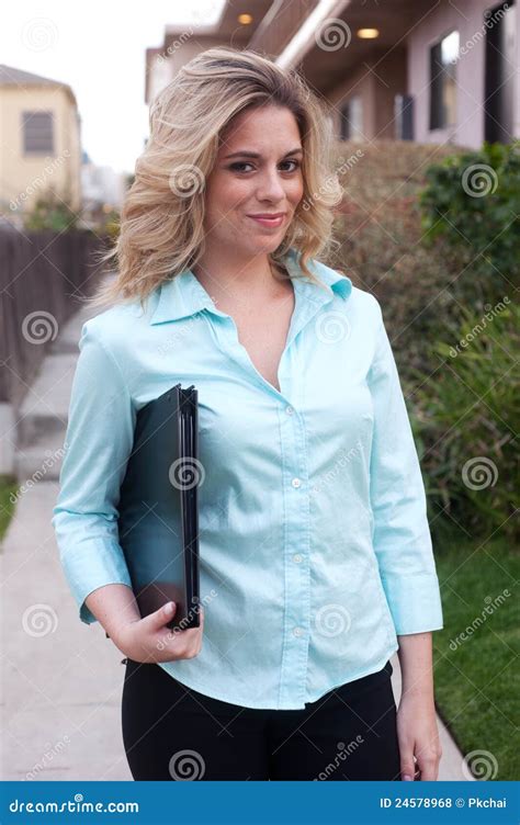 Attractive Female Real Estate Agent Stock Photo Image Of Vertical