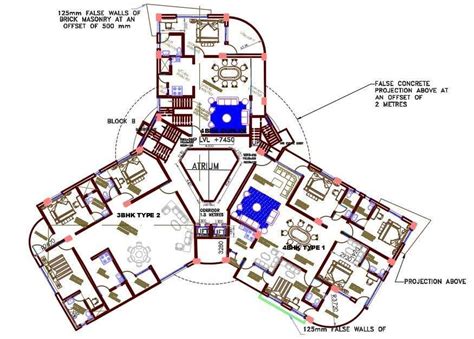 3 Bhk 2 Bhk And 1 Bhk Apartment Furniture Layout Plan Drawing Dwg File