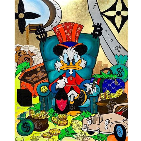 Hand Painted Canvas 9x12 Scrooge Mcduck Alec Monopoly Style Not Seen