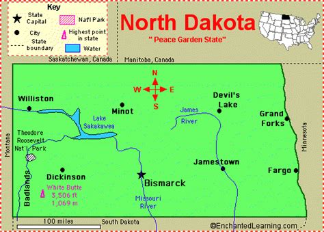 North Dakota Map United States