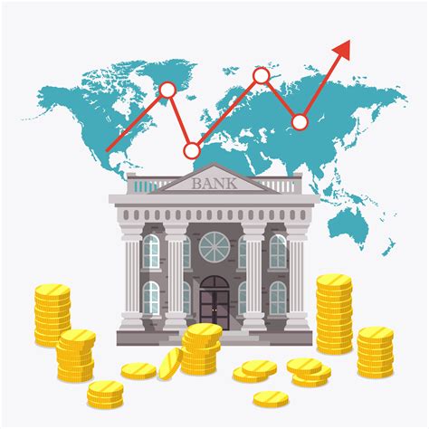 Global Economy Bank With Pile Of Coins 1265828 Vector Art At Vecteezy