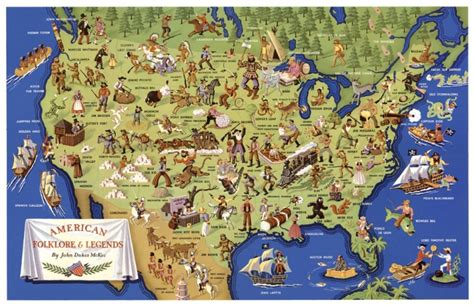 American Folklore Map 11x17 Poster