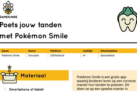 Poets Jouw Tanden Met Pokémon Smile Downloadbaar Lesmateriaal