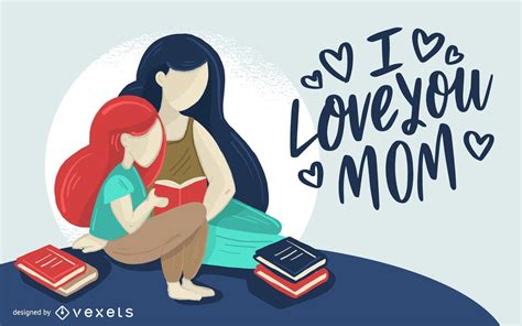 Love Mom Illustration Design Vector Download