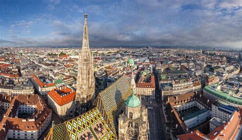Panoramic Aerial View Of St Stephens Cathedral Vienna Austria Stock