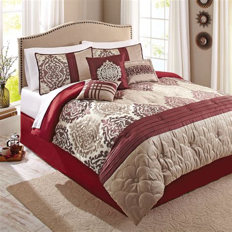 Better Homes And Gardens Full Or Queen Ikat Red Comforter Set 7 Piece
