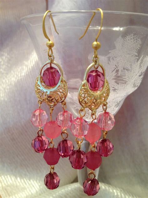 Items Similar To Multi Pink Chandelier Earrings On Etsy