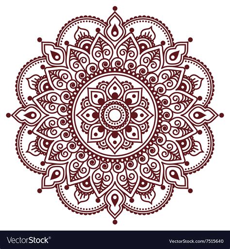 Mehndi Indian Henna Brown Tattoo Pattern Vector Image