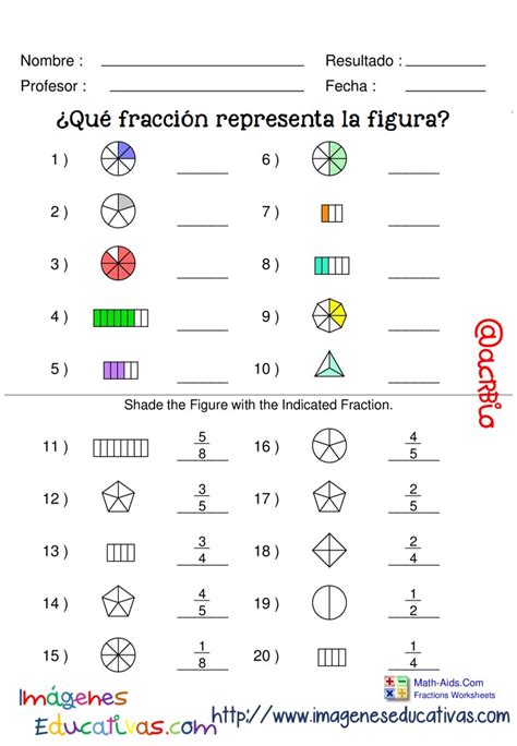 Fichas Ejercicios De Fracciones Con Figuras 6 Imagenes Educativas
