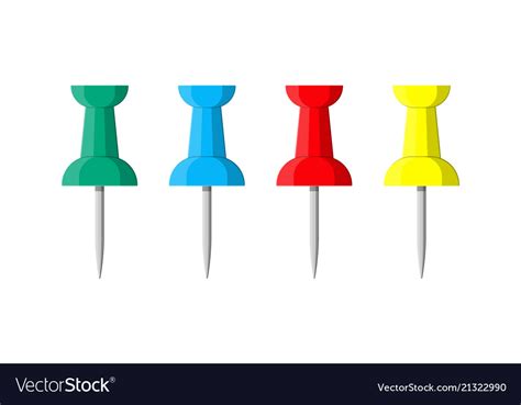 Set Of Color Push Pins Plastic Pushpin Royalty Free Vector
