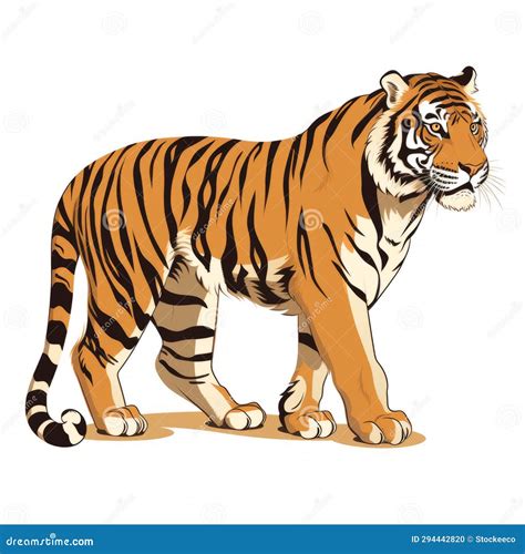 Detailed Character Illustration Of A Cute Tiger On White Background