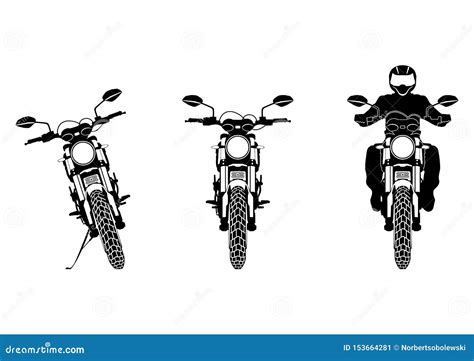 Silhouettes Of Modern Motorcycle With And Without Driver Stock Vector