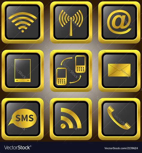 Mobile Phone Golden Icons Royalty Free Vector Image