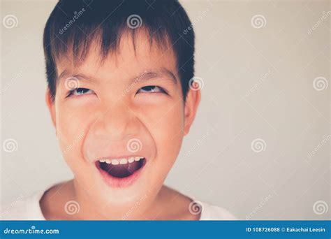 Close Up Face Portrait Little Young Asian Boy Stock Photo Image Of