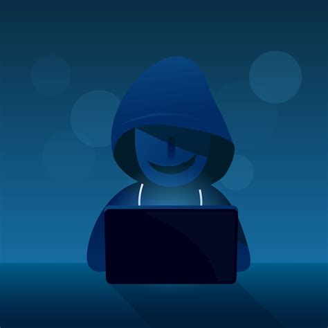 Premium Vector Hacker Thief Sit With Computer For Hacking On Dark