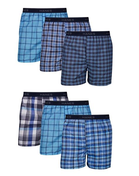 Hanes Cool Comfort Mens Boxers Pack Moisture Wicking Plaid 6 Pack