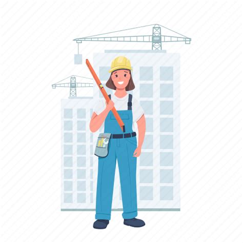 Woman Builder Engineer Construction Build Illustration Download