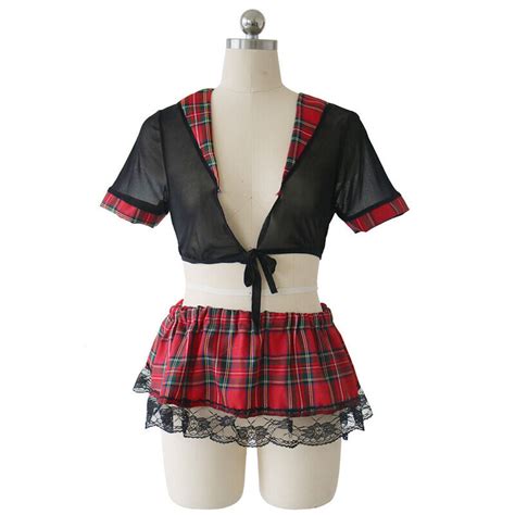 Plus Size Women Sexy Lingerie School Girl Uniform Fancy Dress Costume Outfit Set Ebay