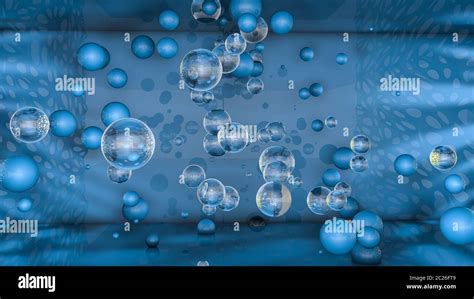 Blue Background With Three Dimensional Spheres 3d Rendering Stock