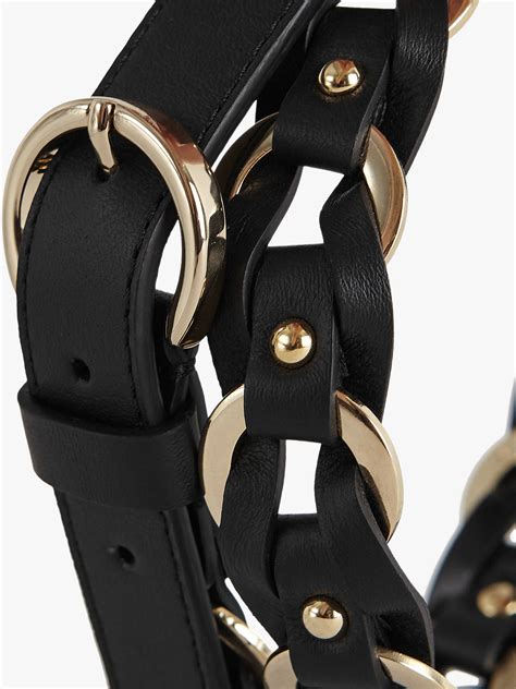 Reiss Iris Leather Woven Belt Black At John Lewis And Partners