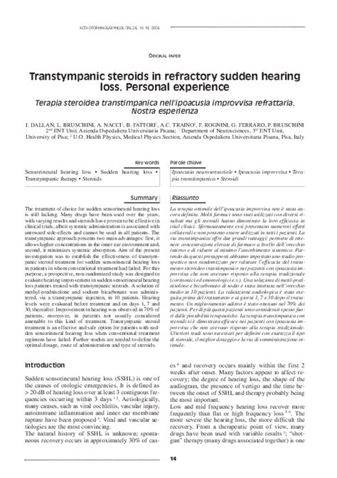 Pdf Transtympanic Steroids In Refractory Sudden Hearing Loss