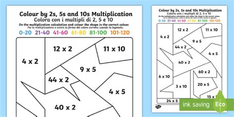 Mixed Colour By 2s 5s And 10s Multiplication Worksheet Worksheet
