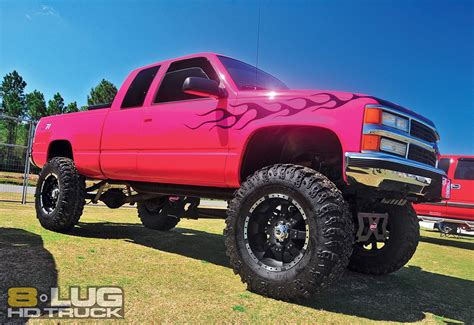 Big Pink Lifted Chevy Trucks