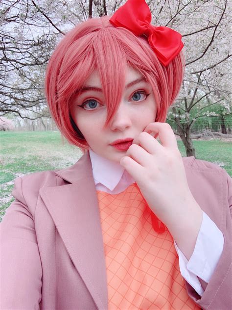 sayori cosplay featuring cherry blossoms 🌸 r ddlc